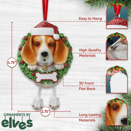 Miniatura 3 de Adornos de Navidad personalizados para perros 2024 – Corona de perro Beagle Adornos de Navidad para amantes de los perros, adorno de primera Navidad