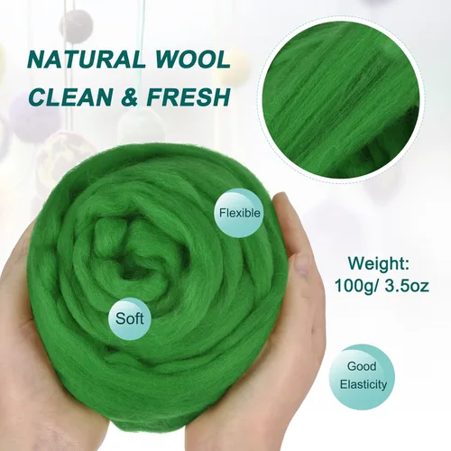Miniatura 79 de uxcell Lana de fieltro con aguja, hilo de lana de fibra natural de 3.5 onzas para fieltro húmedo, manualidades, materiales de bricolaje
