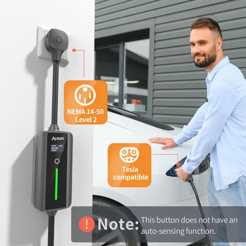 Miniatura 6 de Alxum Cargador Tesla de Nivel 2 - Cargador Portátil Tesla de 32 Amperios con Cable de 16.4 pies para Hogar y Exterior, Conector Móvil con Enchufe