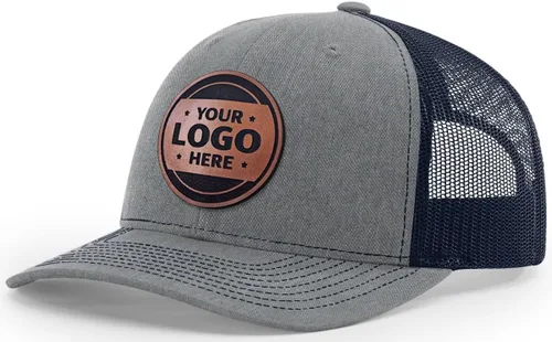 Miniatura 24 de Sombrero de parche de cuero de camionero personalizado grabado con láser