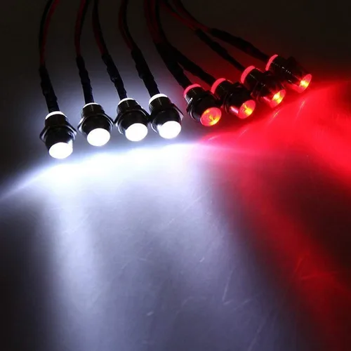 Miniatura 5 de Juego de 8 luces LED para coche RC a escala 1:10, 4 faros blancos y 4 luces traseras rojas