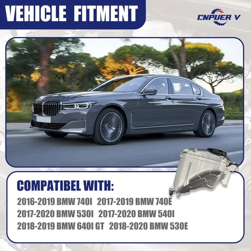 Miniatura 5 de Depósito de expansión de refrigerante de aluminio compatible con BMW G12 G14 G15 G16 G30 G32 530e 530i 540i 740i 740e 745e 840i xDrive de 2016-2020