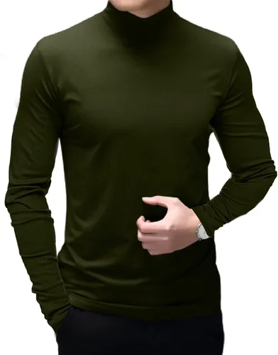 Miniatura 2 de Rela Bota Camisetas de moda para hombre, camisetas de cuello alto falso, ropa interior térmica, manga larga, ajustada, elástica, básica