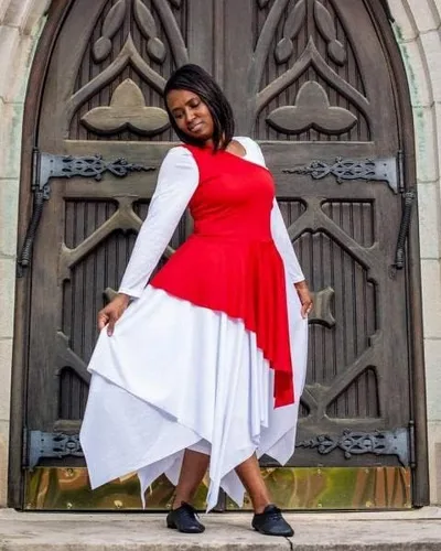 Miniatura 4 de Danzcue Túnica asimétrica de baile de alabanza para mujer, vestido blanco no incluido