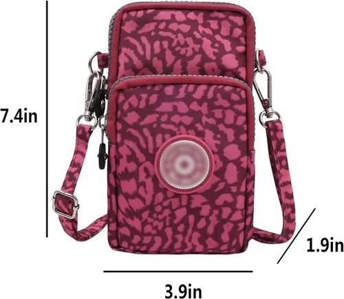 Miniatura 7 de ZGMYC Bolsa de 3 capas para teléfono celular, bolso de pulsera impermeable deportivo para el hombro, cartera Estampado de leopardo púrpura