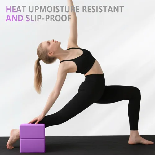 Miniatura 7 de Paquete de 2 bloques de yoga de 9 x 6 x 4 pulgadas con bloques de espuma de yoga duraderos, alta densidad y superficie antideslizante para yoga