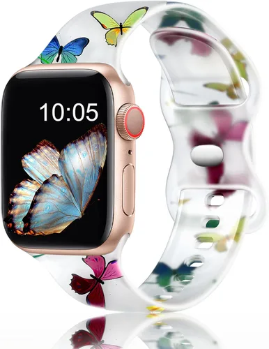 Witzon - Correas transparentes compatibles con Apple Watch de 38 mm, 40 mm, 41 mm, 42 mm, 44 mm y 45 mm, correa deportiva de silicona suave de