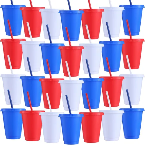 Miniatura 19 de Sieral Paquete de 60 vasos con tapas y pajillas, vasos para niños con pajilla, botella de agua reutilizable, taza de viaje para café helado, vasos