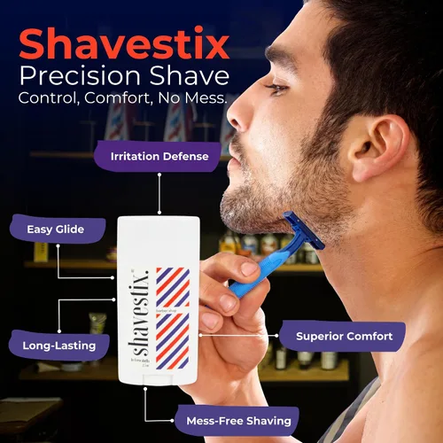 Miniatura 3 de Barra de crema de afeitar de tamaño de viaje de 2.75 onzas Barber Shop – Barra de crema de depilación para hombres Shavestix Shave Stick Sub