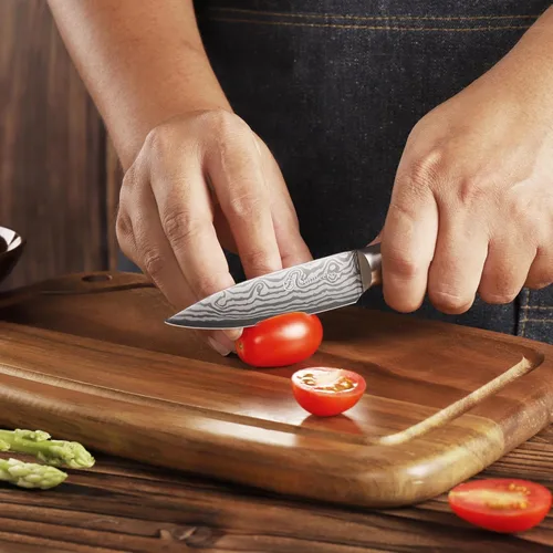 Miniatura 5 de Sunnecko Cuchillo de Cocina Pequeño de 3.5 Pulgadas, Cuchillo Mondador de Acero Inoxidable de Alto Carbono, Cuchillo de Fruta con Mango de Madera