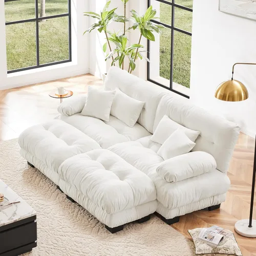 Miniatura 105 de Otomana beige para sofá modular modular, sofá individual, asiento otomano para sofá modular convertible, sofás de terciopelo para sala de estar