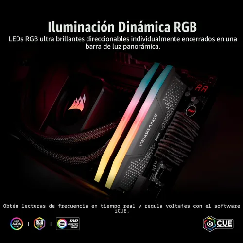 Miniatura 4 de CORSAIR Vengeance RGB RS DDR5 RAM 16GB (2x8GB) Hasta 6000MHz CL36-44-44-96 1.35V AMD EXPO Intel XMP Memoria de escritorio para computadora - Gris