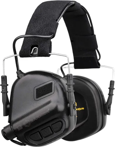 Auriculares electrónicos de tiro, orejeras de seguridad táctica, amplificación de sonido de pistola, protección auditiva NRR 22dB 02-negro-nuevo