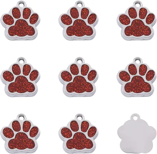 Miniatura 19 de Abalorio esmaltado con estampado de pata de perro y gato con purpurina en polvo de aleación de esmalte de gato y perro, dijes para llavero, joyería