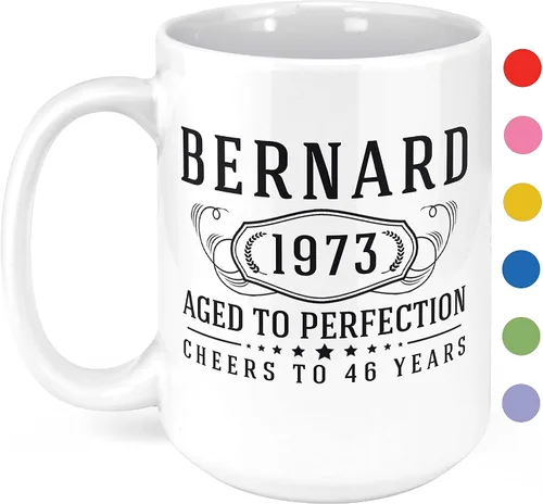Miniatura 7 de Taza de café personalizada de cerámica blanca de 11 onzas con texto personalizado y iniciales de nombre, DYE Bernard, taza para café, personalizada