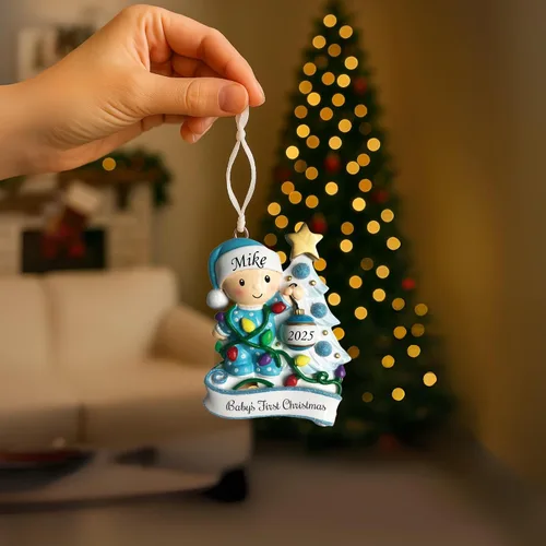 Miniatura 5 de Adorno de la primera Navidad del bebé 2025, árbol decorativo para bebé, recuerdo personalizado de vacaciones, adorno de mi primera Navidad