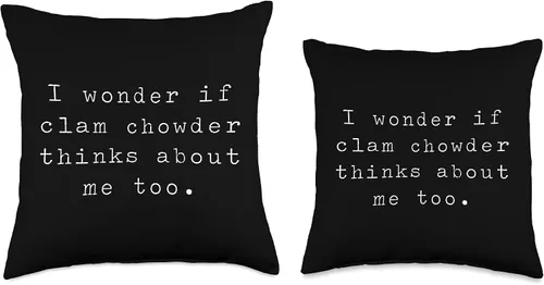 Miniatura 3 de I Wonder If Clam Chowder Thinks About Me Too Throw Pillow