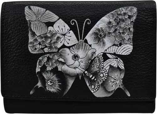 Miniatura 15 de Anna by Anuschka Cartera de tres pliegues pintada a mano para mujer de cuero