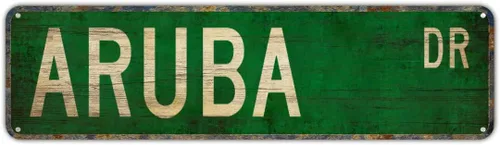 snowsun Letrero de metal ARUBA DR Vintage Signs Retro Tin Placa de aluminio para dormitorio, cocina, jardín, pared, bar, club, café, letrero Placa