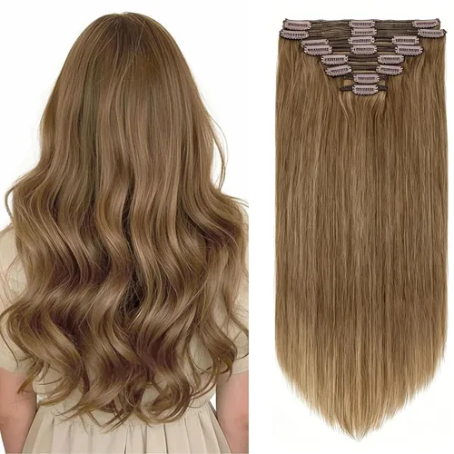 Miniatura 38 de 8Pcs Clip in Hair Extensions Real Human Hair, 140G 18 Inch Ash Blonde Mix Bleach Blonde 18P613