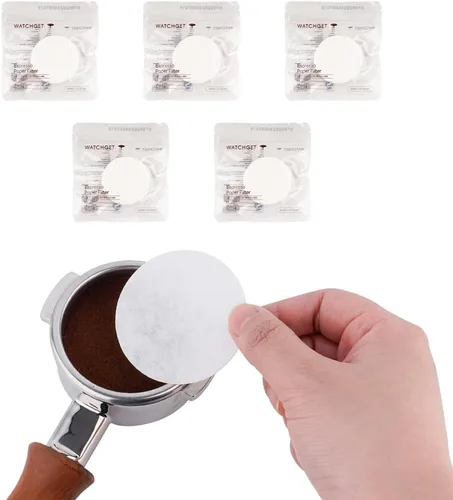 Miniatura 11 de watchget Filtros de papel espresso de 2.008 in, 1000 piezas de papel de filtro de café sin blanquear para cestas portafiltros de 2.008 in