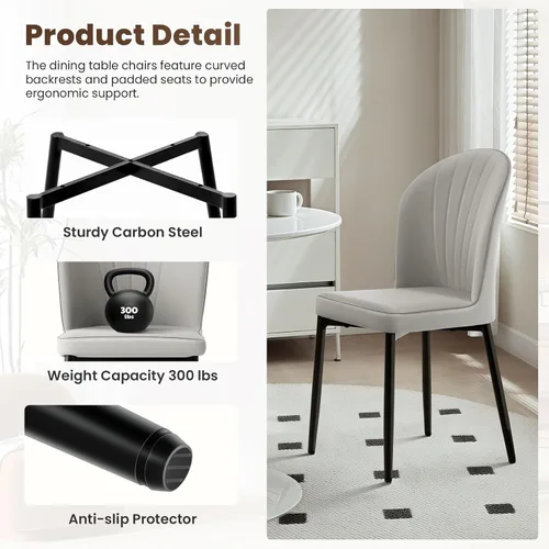 Miniatura 4 de Lamberia Juego de 2/4 sillas de comedor tapizadas resistentes a los arañazos con asiento acolchado grueso y patas de acero, sillas modernas