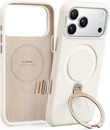 Miniatura 16 de TORRAS Funda de silicona líquida para iPhone 16 Pro con anillo magnético giratorio de 360 grados y control de cámara, compatible con MagSafe, Funda