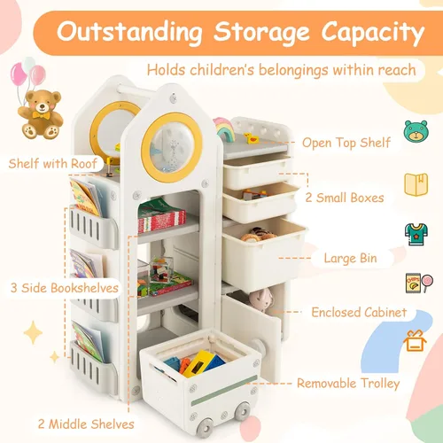 Miniatura 4 de Costzon Organizador de almacenamiento de juguetes para niños y estantería, estante multiusos con contenedores de almacenamiento extraíbles