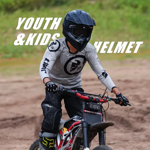 Miniatura 8 de Casco de motocross aprobado por DOT con visera para niños, juego de casco de motocross ATV de cara completa con gafas y guantes, motocicleta