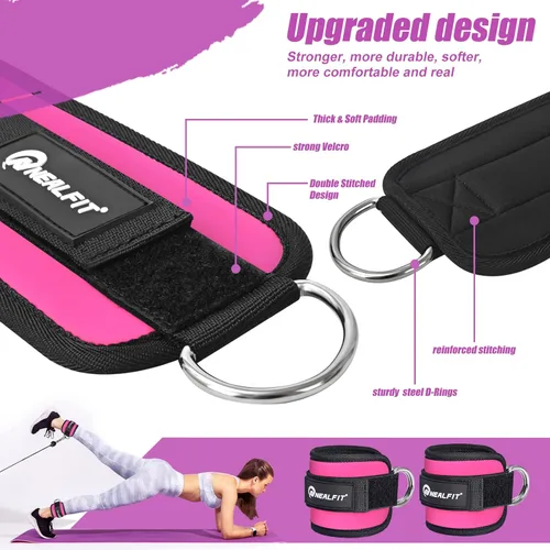 Miniatura 3 de NEALFIT Ankle Strap for Cable Machine, Gym Ankle Cuff for Kickbacks, Leg Extensions, Glute Workouts, Booty Hip Abductors Exercise for Women and Men