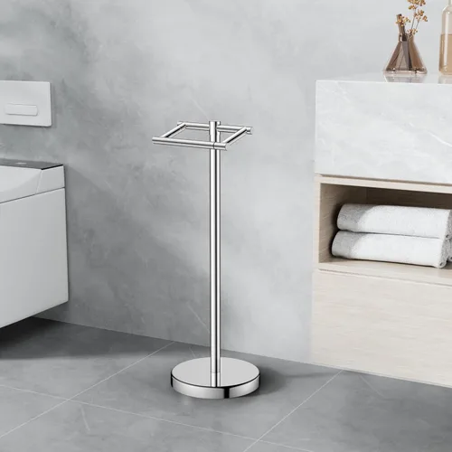 Miniatura 59 de FORIOUS Soporte de pared para papel higiénico, soporte de rollo de papel higiénico de doble poste giratorio de acero inoxidable para baño, Blanco