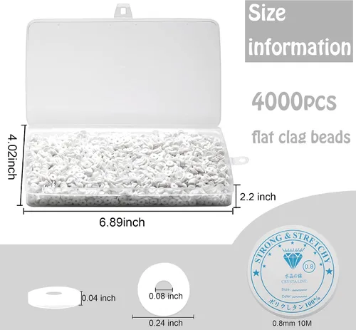 Miniatura 2 de 4000 cuentas de arcilla para hacer pulseras, espaciador de polímero, plano para manualidades, joyas, collares, aretes, kit de fabricación de aretes