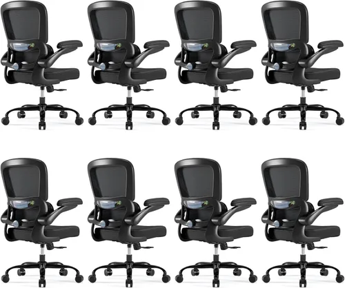 Miniatura 18 de TRALT Silla de oficina ergonómica, silla de escritorio con soporte lumbar ajustable, silla de computadora cómoda de malla con reposabrazos Rosa