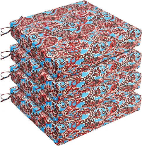 Miniatura 24 de UNIKOME Cojines para sillas de exterior, resistentes al agua, con lazos, relleno de esponja de alta densidad, cojines de asiento cuadrados