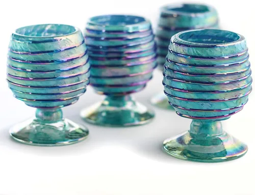Miniatura 22 de Auténticos vasos de chupito soplados a mano de tequila mexicano - Juego de 4-2 onzas - Mini snifters de vidrio - Base pesada - Coñac (Confeti)