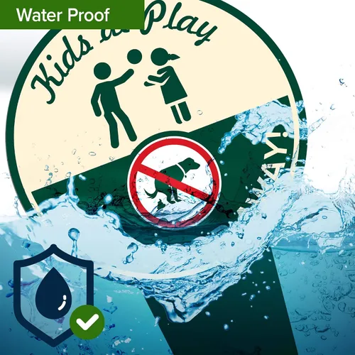 Miniatura 8 de Cartel de "Kids at Play, Keep Poop Away", 7 x 13, estacas integradas de alta resistencia, uso en interiores y exteriores, compuesto de aluminio