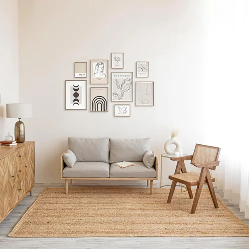 Alfombra de yute para interiores de 5 x 8 pies, alfombra de fibra natural hecha a mano para un estilo vintage o bohemio, material suave y duradero,