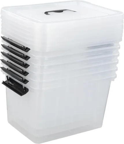 Miniatura 7 de Cajas de almacenamiento de 10 litros, bolsas de almacenamiento de plástico transparente con tapas, juego de 6