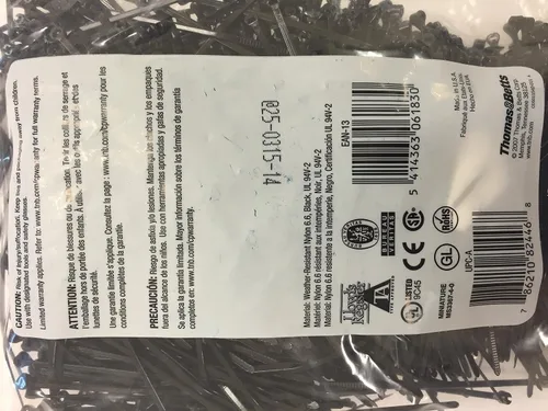 Miniatura 2 de Thomas y Betts TR TY23MX CABLE TIE 18LB 4" UV BLK (Paquete de 1000)