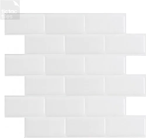 Miniatura 10 de Tic Tac Tiles Adhesivo autoadhesivo removible de 12 x 12 pulgadas para la loseta del muro de la cocina o el baño, azulejos en diseños de metro