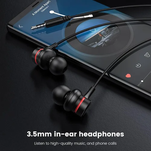 Miniatura 2 de MOSWAG Auriculares con cable con micrófono, auriculares intrauditivos de 0.138 in con ajuste de aislamiento de ruido y sonido claro, cómodos