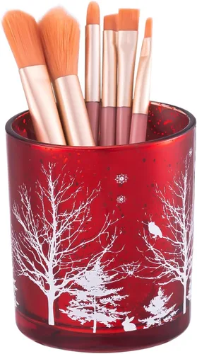 Miniatura 10 de DASITON Organizador de brochas de maquillaje, soporte de almacenamiento de brochas de maquillaje cosméticas de cristal para árbol de Navidad, taza