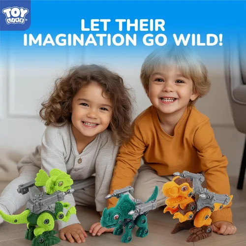 Miniatura 7 de TOY Life Paquete de 3 juguetes de dinosaurio desmontables para niños de 3, 5, 7 años, juguete de dinosaurio con taladro eléctrico, regalos