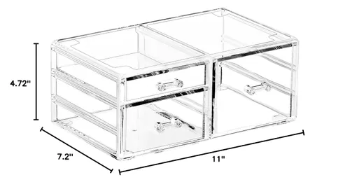 Miniatura 3 de Cq acrylic Organizador de maquillaje apilable con 3 cajones, organizador de cajones transparente para mostrador de tocador, organizador