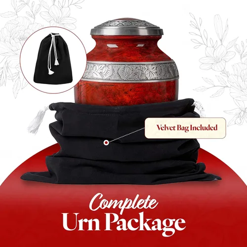 Miniatura 5 de GSM Brands Urna de cremación para cenizas humanas adultas, monumento funerario grande hecho a mano, color rojo (aluminio, 9.6 x 6.8 pulgadas)