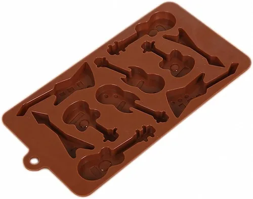 Miniatura 2 de Juego de 2 moldes para guitarra y notas musicales, moldes para instrumentos musicales, molde de silicona para chocolate, gelatina, cubitos de hielo