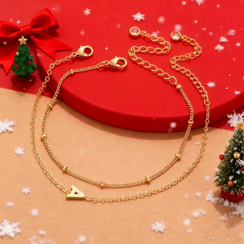 Miniatura 5 de Dainty Gold Initial Pulseras chapadas en oro de 14 quilates, delicadas, personalizables, con iniciales, para mujer, adolescente, niña, joyas