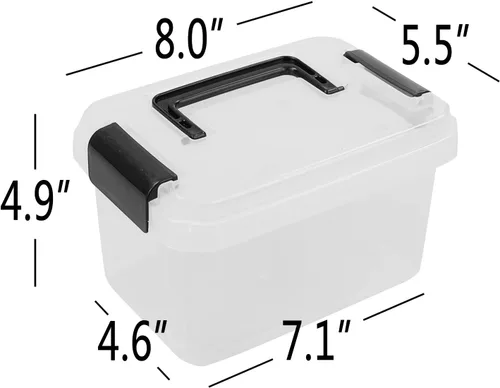 Miniatura 2 de Jekiyo Caja de plástico de 2.5 cuartos de galón, contenedor transparente con mango negro, 4 paquetes