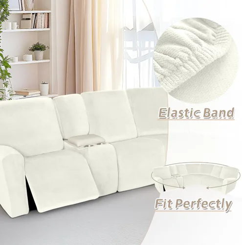 Miniatura 241 de Arfntevss Fundas de sofá seccional reclinable de terciopelo, Funda de sofá seccional de esquina para sofá reclinable, Funda elástica suave