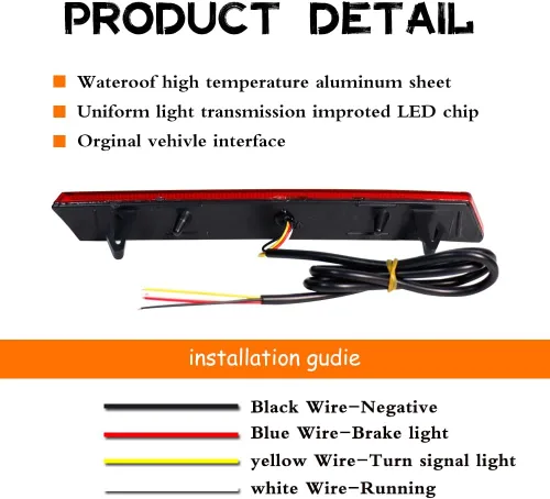 Miniatura 6 de 3 EN 1 LED Lente Roja Para 2013 2014 2015 2016 2017 Cadillac XTS Reflector de Parachoques Luces Traseras Señal de Giro Freno Luz de Stop y Lente
